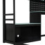 Lit mezzanine double avec bureau, tablettes, ports, éclairage à DEL et en noir + - Améliorez votre espace de jeu, les lumières de la structure en bois massif combinent style, fonctionnalité et confort.-1315533075