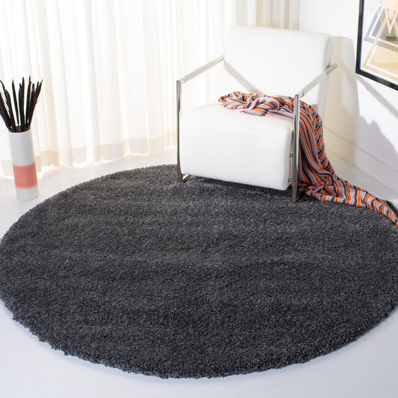 Tapis gris foncé Delane, Rond 6 pi 7 po