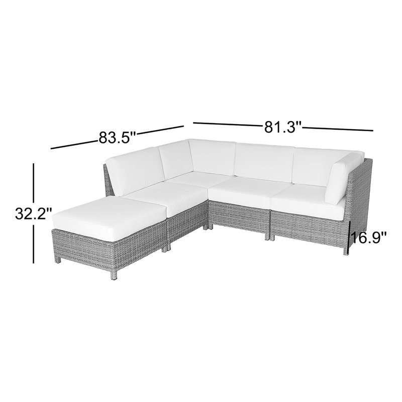 Annelise 5-Piece Outdoor Wicker Sectional with Sunbrella® Cushions