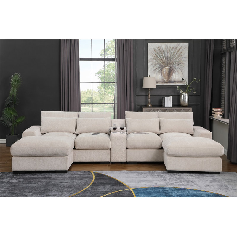 Canapé et méridienne rembourrés, Flanelle de coton beige