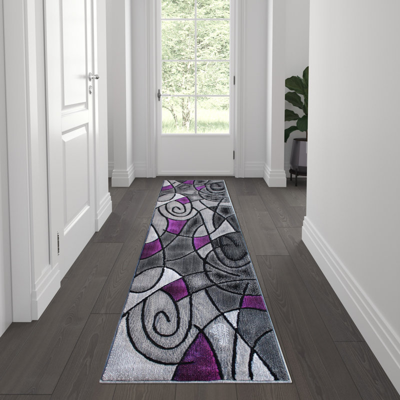 Sioar Modern Abstract Pattern Olefin Accent Area Rug, Runner 2' x 7'