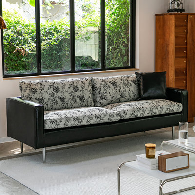 Canapé en cuir artificiel noir moderne et minimaliste