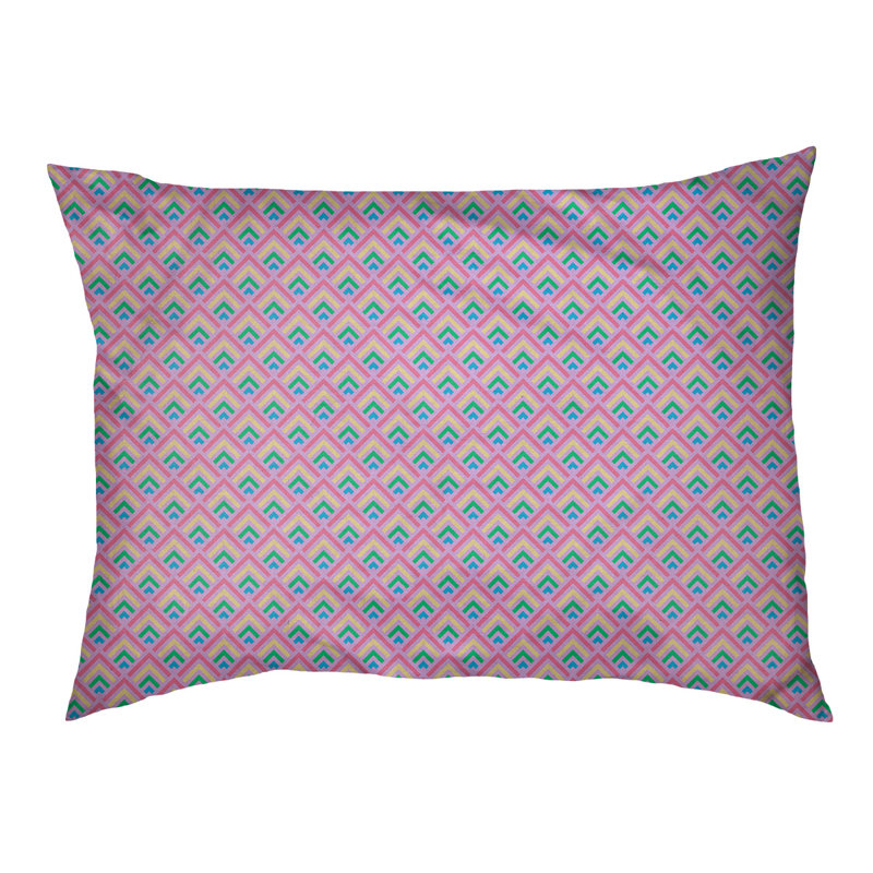 Coussin d'extérieur pour chien Campion, Moyen (L 29,5 po x P19,5 po x H 9,5 po), Mauve / Jaune / Vert