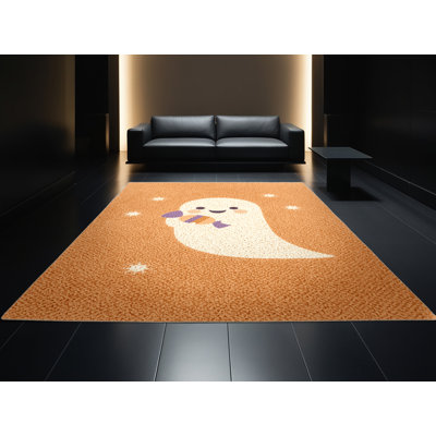 Tapis abstrait moderne et contemporain lavable à la machine Adamek en brun - reliure beige