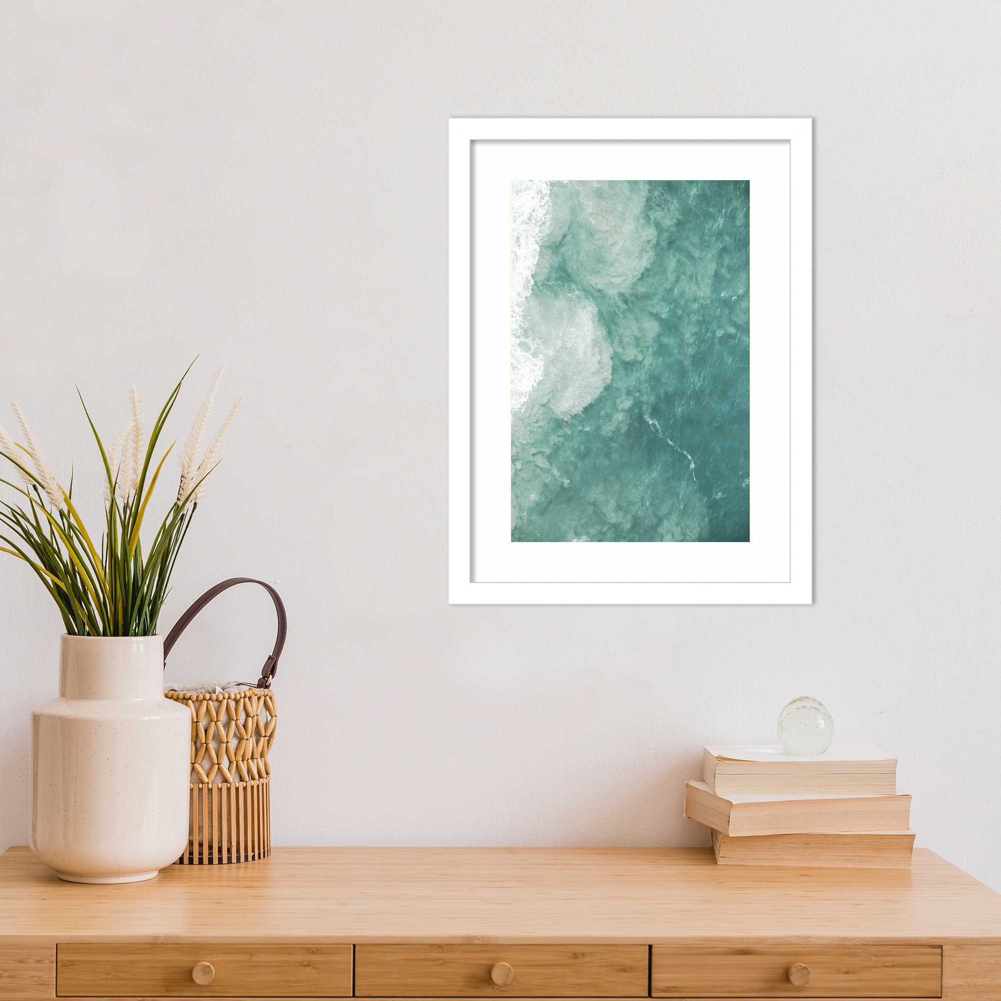 Oceano by Shot by Clint Wood Framed Wall Art Print, White, 17" H x 13" W