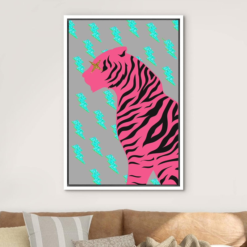 Beaux animaux BCBG lumineux, ado, chambre à coucher, dessin animé, tigre, affiches modernes, Blanc, H 24 po x l 16 po