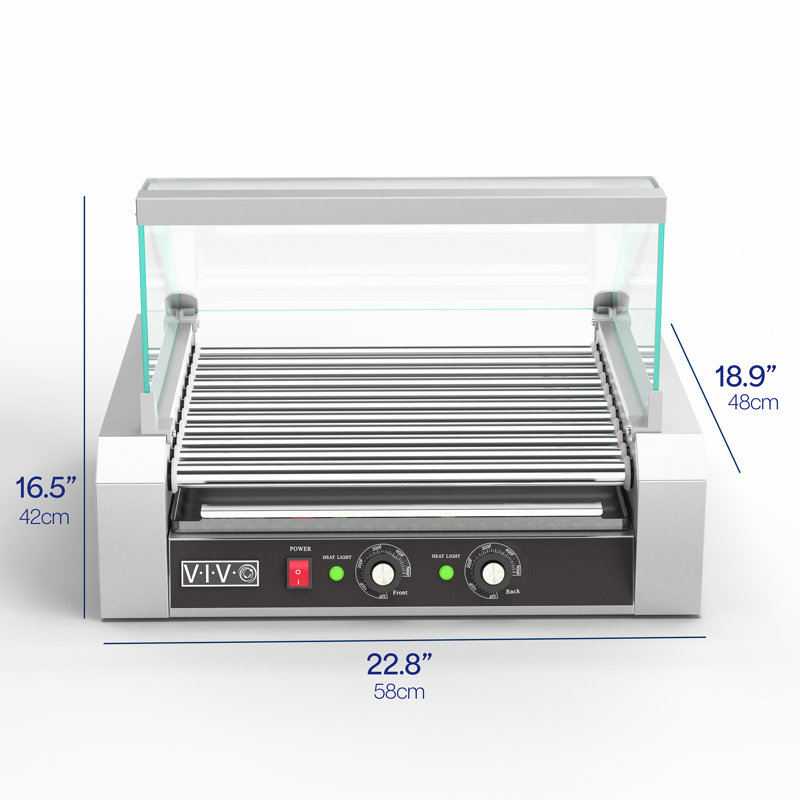 Vivo Electric Hot Dog With Cover, 16.5" H x 22.8" L x 18.9" D