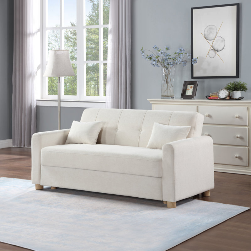 Causeuse-lit convertible en tissu Modern, Blanc