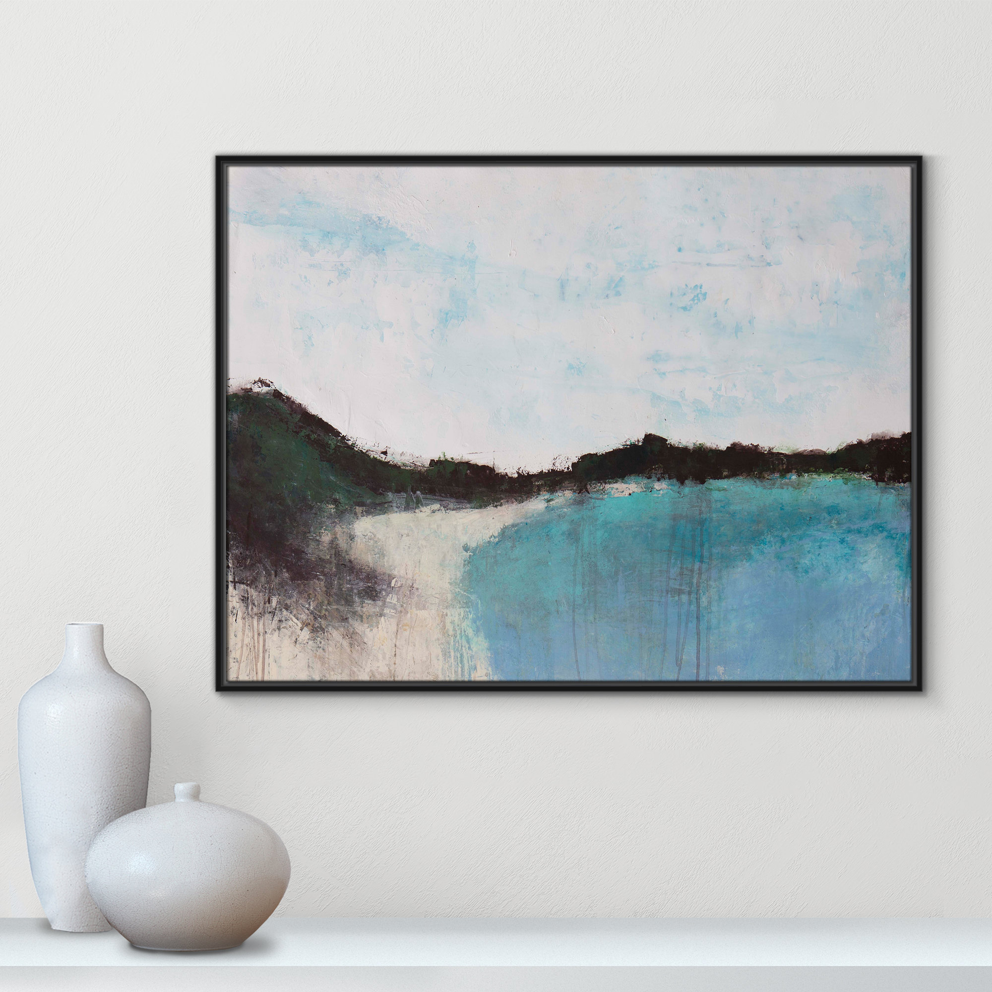 Mountainside Lakeview III by Filippo Ioco, 31.5'' H x 41.5'' W x 2'' D, Black Framed