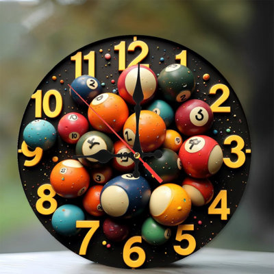 Horloge de boules de billard colorées