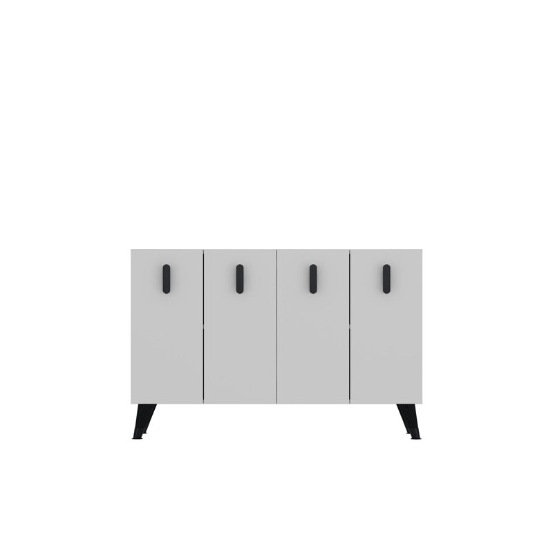 Console moderne blanche de 47,2 po x 29,5 po x 11,6 po | 100% panneau de particules enduit de mélamine, épaisseur: 0,7 pouce | Fixation murale avec plusieurs tablettes, idéale pour les salons et les vestibules élégants