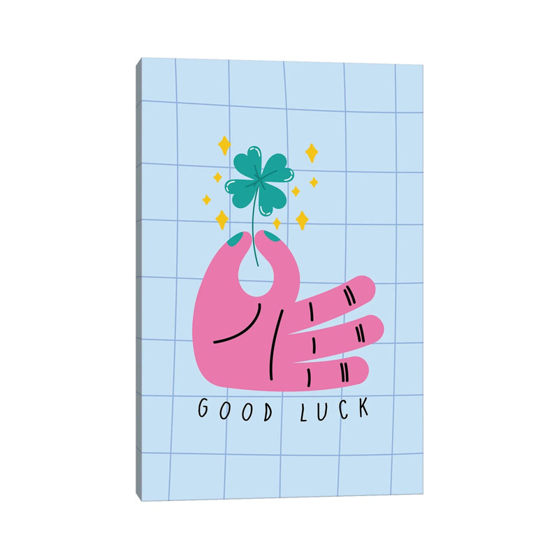 «Lucky Clover In Pink Hand», reproduction d'art sur toile tendue, 40" x 26", Gallery Wrapped Canvas, No Frame