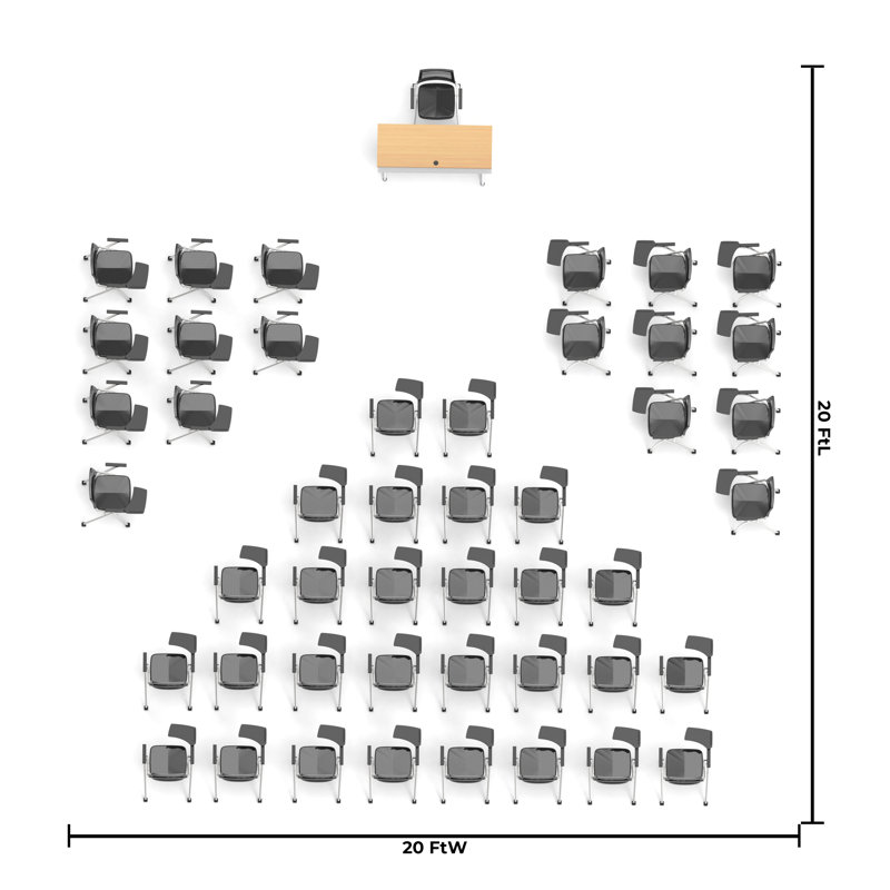Novelty 47 Person Flip Top 22'' L Modular Training Table and Chair Set with Casters and Modesty Panel