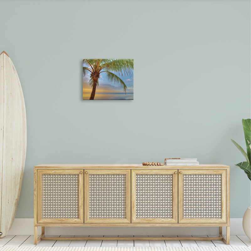 Sunrise Palm Tree Sky Reflection Canvas Wall Art