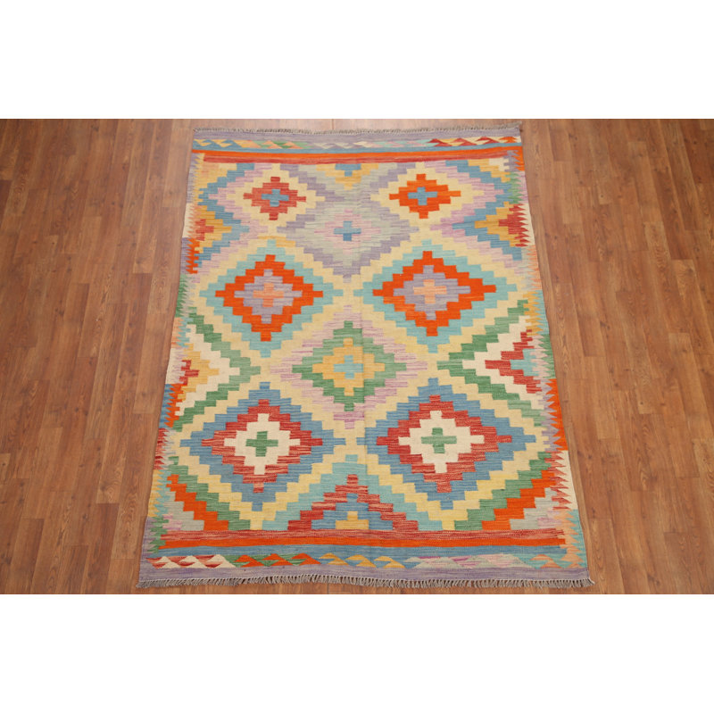Tapis kilim réversible en laine 5 x 7
