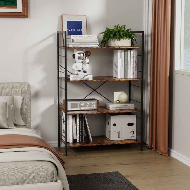 114cm H x 75cm W Metal Book Display Bookcase, Brown