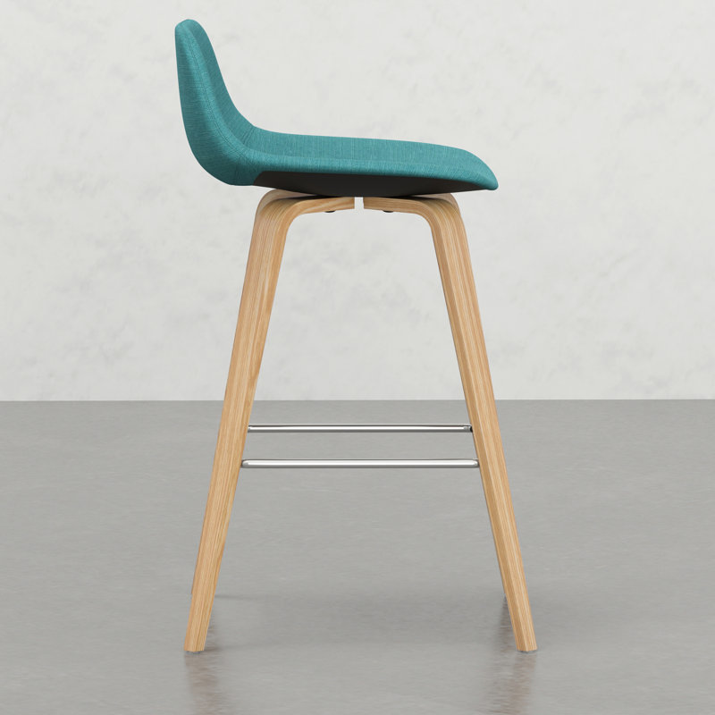 2 tabourets de bar / de comptoir rembourrés bleus - 2 paires de tabourets de style moderne Mid-Century