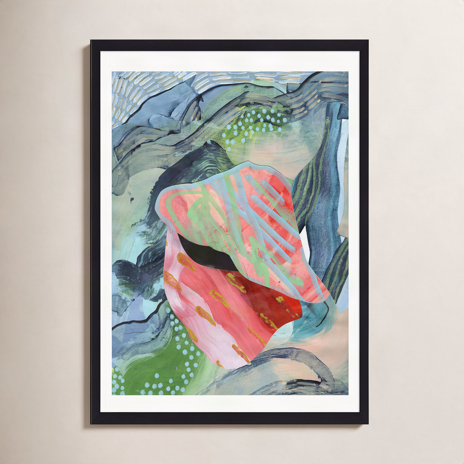 The Heart of the Matter Print by K'era Morgan, Black Paper Single Picture Framed, White, 40" H x 30" W