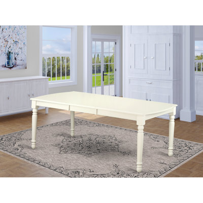 Dover Modern Kitchen Table - a Rectangle Dining Table Top with Butterfly Leaf & Stylish Legs, Linen White