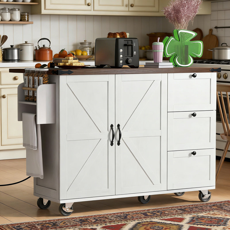 Rolling Kitchen Cart, White