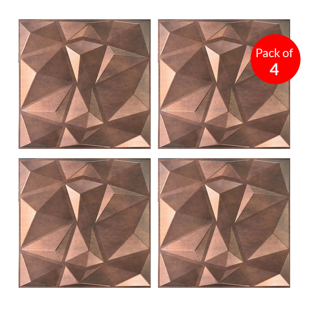 B&Q - 3D Pvc Wall Panel Faceted Diamond Red Copper 500X500mm (Pack Of 4) - Image 5