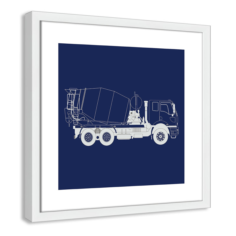 Camions Camions 1, art encadré, H 16 po x l 16 po x P 1,18 po, Encadré de boîte blanc