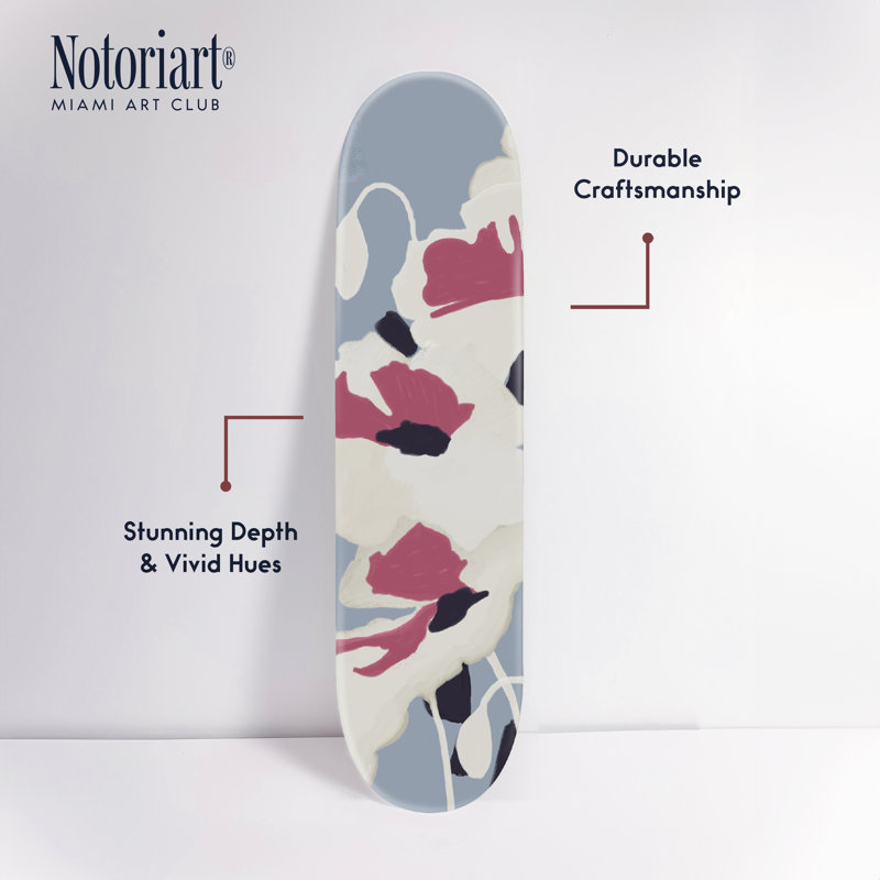 Tableau mural en acrylique découpé « In Bloom II Skateboard », facile à accrocher, style moderne, par Notoriart, 1 panneau, 20 x 81 cm