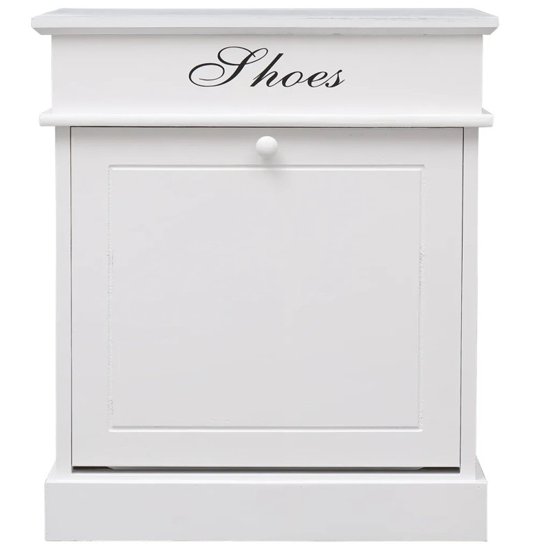 2 Pair Solid Wood Flip Down Shoe Storage, White