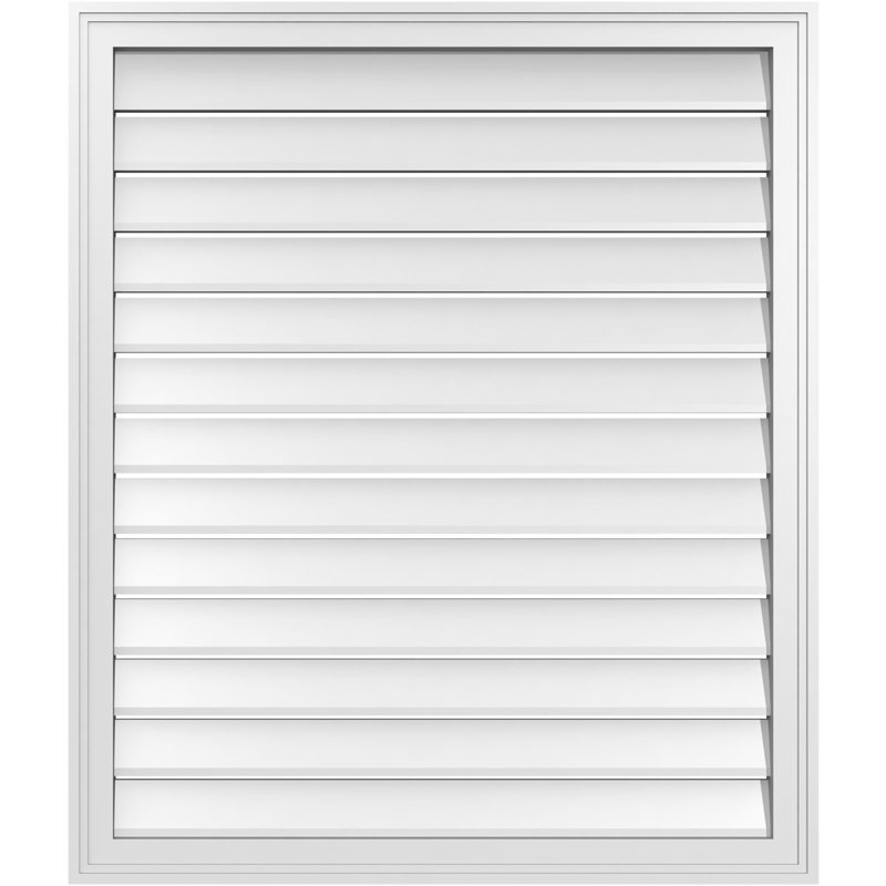 Évent à pignon fonctionnel en uréthane rectangulaire à fixation en surface, brun clair apprêté, H 40 po x l 34 po x P 1,5 po