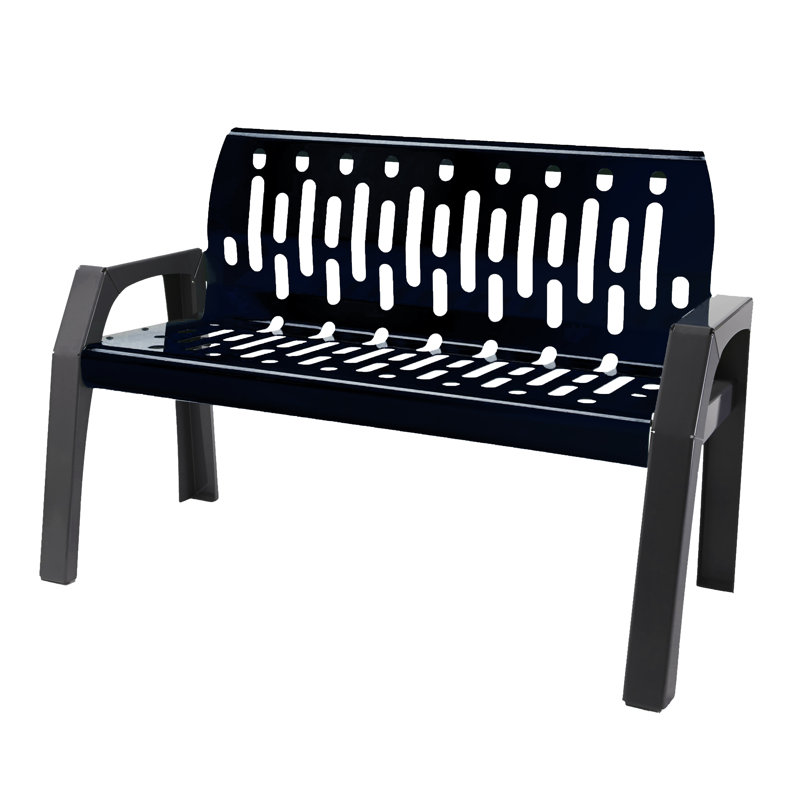 Banc de parc en acier Stream, Noir, H 34 po x l 48 po x P 25 po