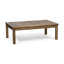 Table basse moderne en bois et bois avec tissage en corde lisse et eau - détails nuances énergétiques