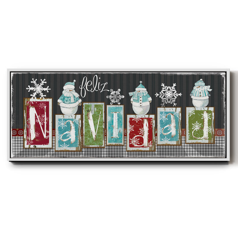 Navidad Blocks- Framed Canvas, 8" H x 20" W