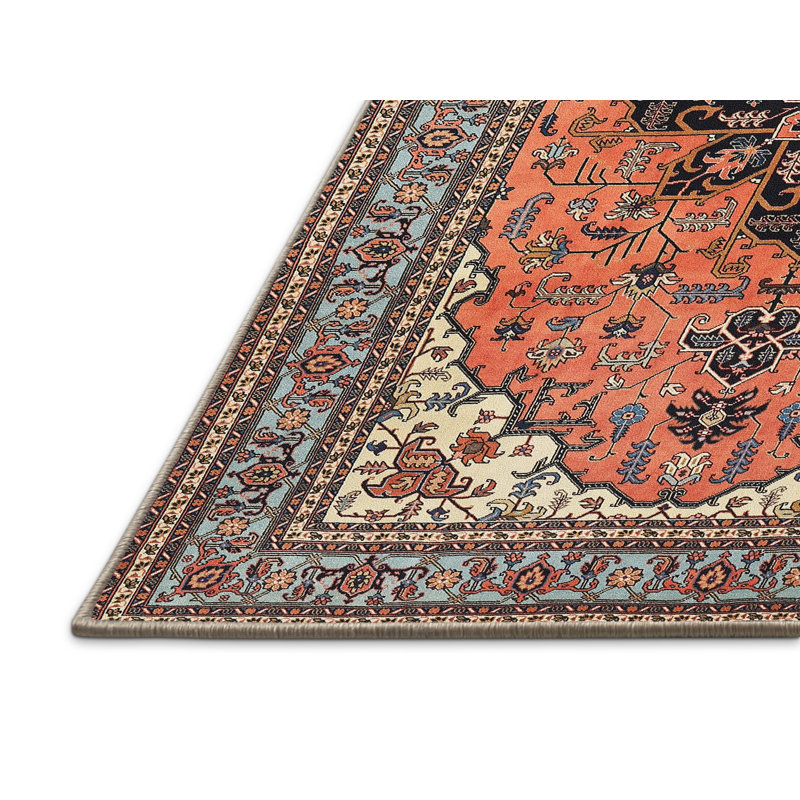 Tapis traditionnel rouge / gris, Rectangle 5 pi x 7 pi