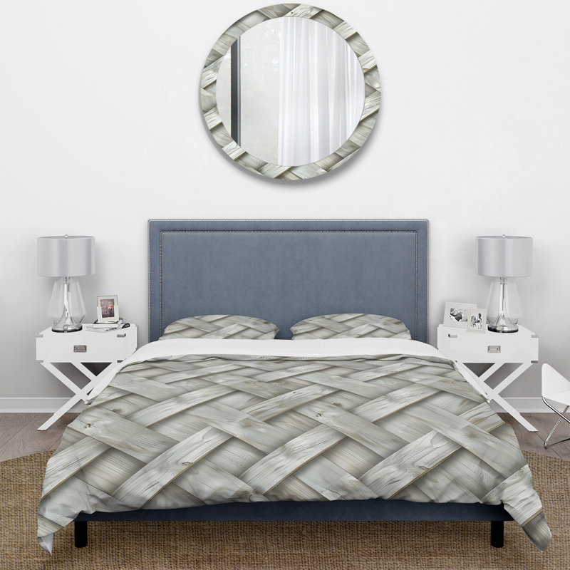 Ensemble de housse de couette Mid-Century gris, Housse de couette simple + 2 taies décoratives st