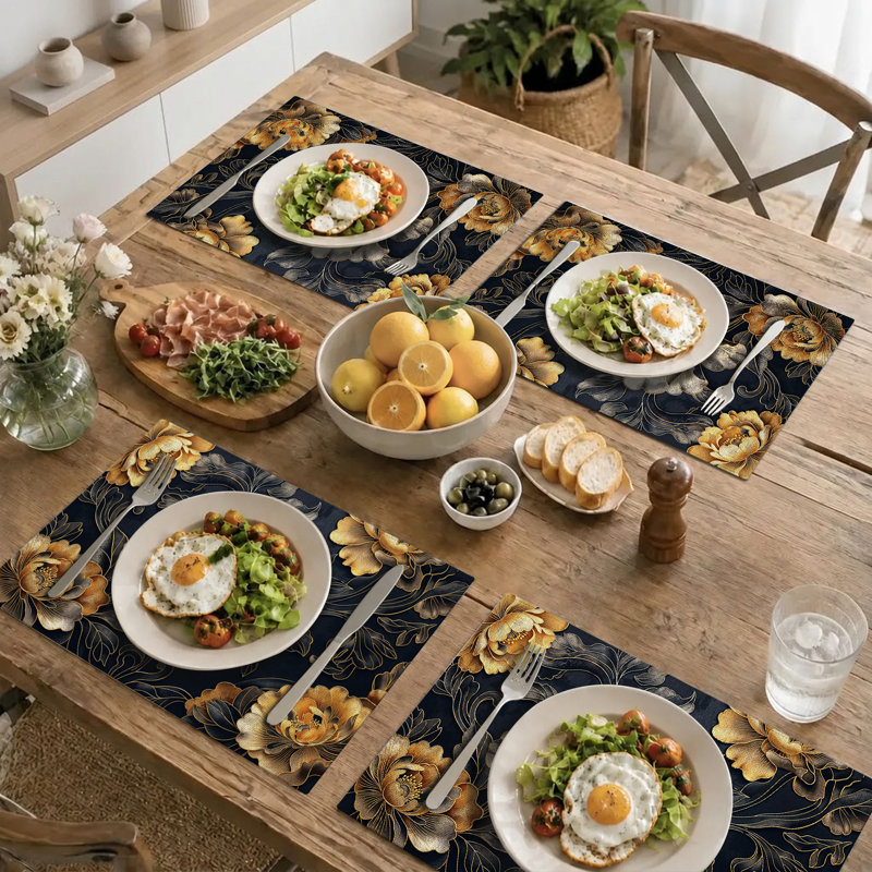 4-Piece Polyester Rectangle Dining Table Placemat