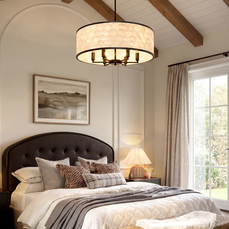 6 - Light Chandelier, Matte Black