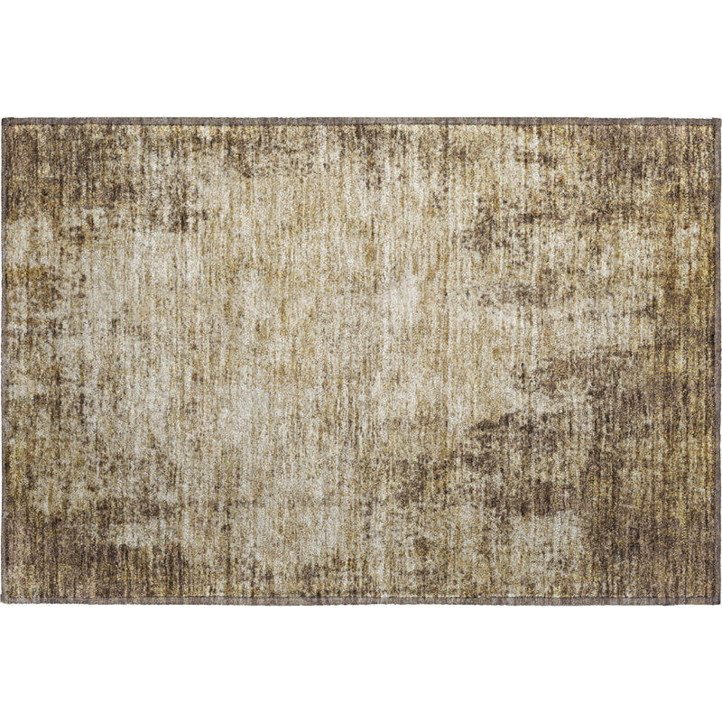 Premium Machine Washable Prisco Brown Rug, Rectangle 1'8" x 2'6"