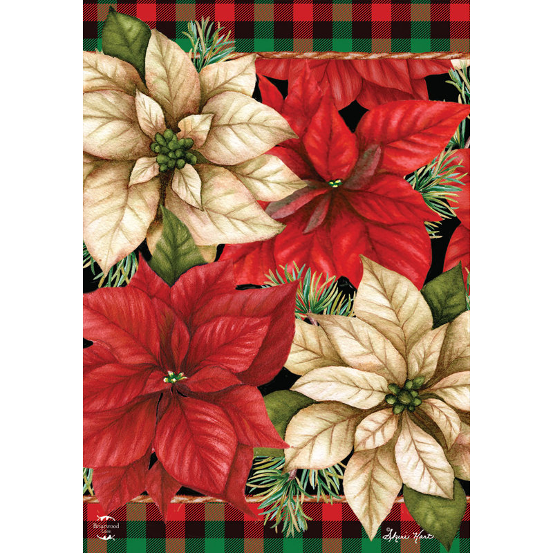 Drapeau de Noël poinsettia de jardin, Rouge / vert / jaune / noir