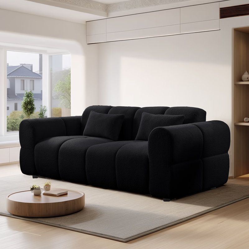 Upholstered Boucle Sofa, Black