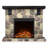 48" Freestanding Electric Fireplace Mantel Package - Stone Finish Tv Stand W/ Remote, 7 Flame Brightness Levels, Dual Power 750W/1500W Heater