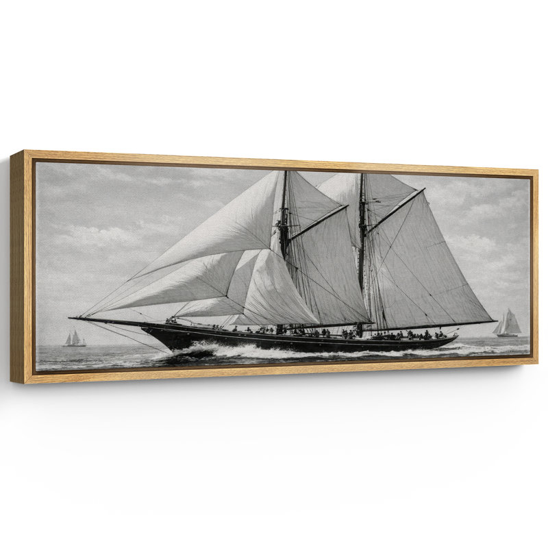 Impression d'art sur toile encadrée noir et blanc rétro voilier océan très grandes photos, Naturel