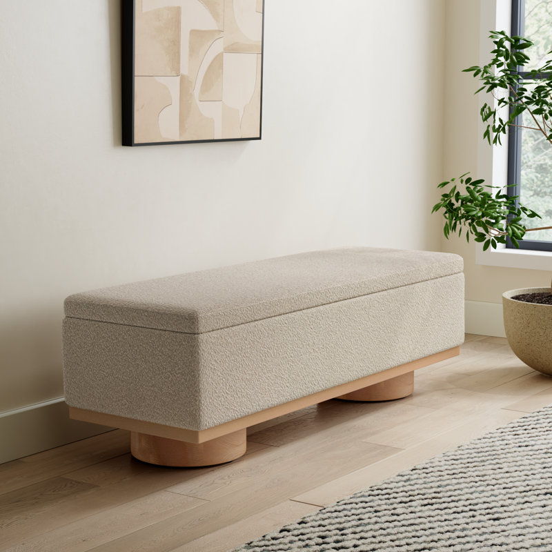 Morje Upholstered Storage Bench, Brown Boucle, Natural
