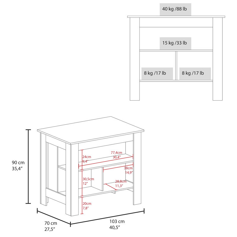 Îlot de cuisine taupe et blanc avec organisation efficace, îlot d'efficacité moderne, tablettes ouvertes pour une ambiance élégante