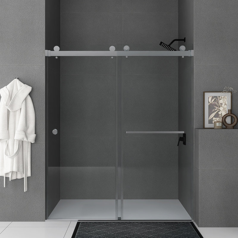 55''-59'' W x 72'' H Sliding Frameless Shower Door, Silver