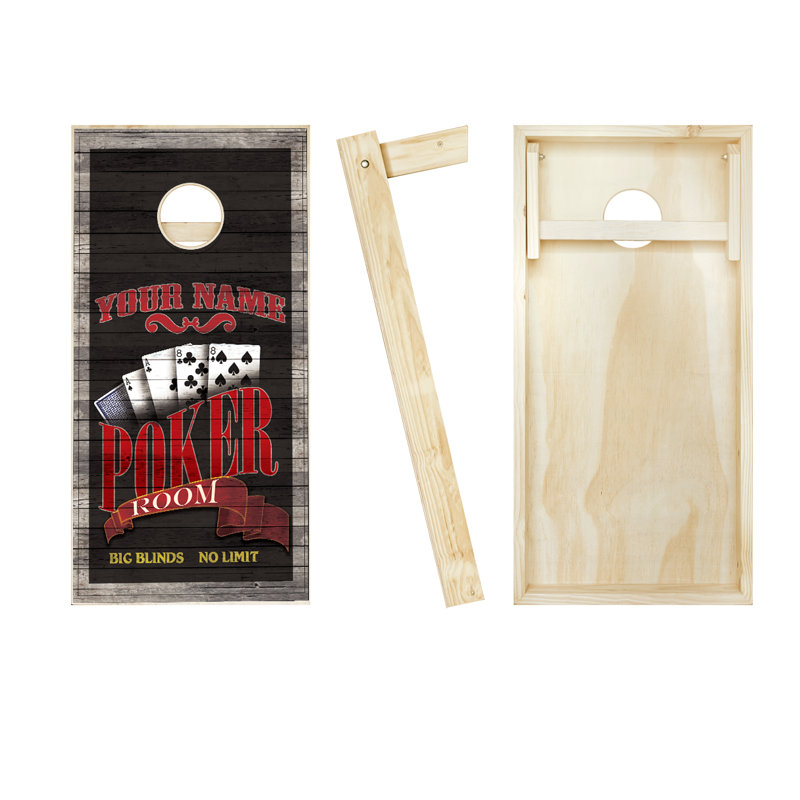 Ensemble de jeu de cornhole en bois massif 2 'x 4' avec sacs, Rouge / royal