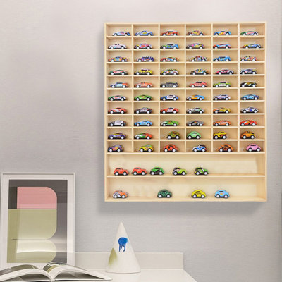 62 Grids Display Case For Car Auto Model Matchbox Toy Wooden Display Holder CASE