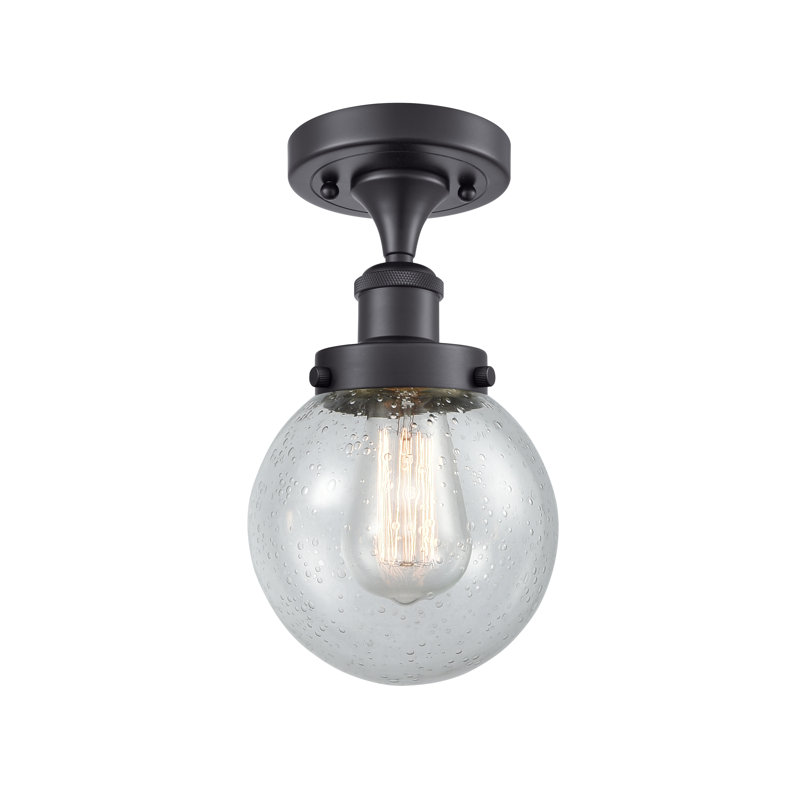 Chippewa Glass Semi Flush Mount, Matte Black, No Bulb Included, Seedy