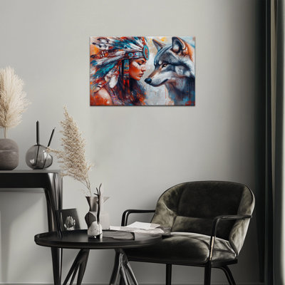 Art mural sud-ouest - décoration murale en toile aztèque avec photos artistiques amérindiennes pour la décoration de salon, impressions vibrantes sur toile tendue avec cadre en pin, 12 po x 16 po