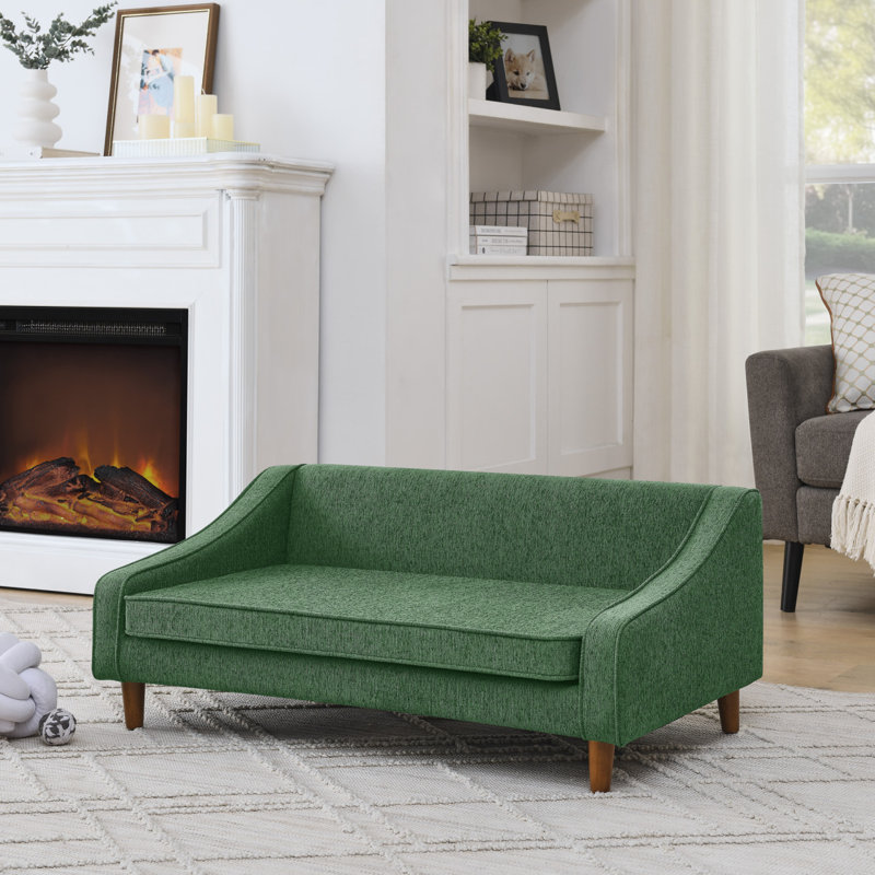 Canapé-lit surélevé pour chien avec accoudoirs irréguliers pour animaux de compagnie, Vert