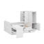 Lit plateforme double en bois avec 6 tiroirs, garde-robe, bureau et tablettes-1773838679
